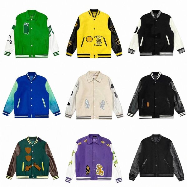 

mens jackets designer baseball varsity jacket letter ing embroidery autumn and winter men loose high street causal outwear coats127, Black