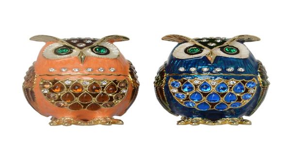 

vintage decoration faberge owl bejeweled trinket box rhinestone crystal jewelry box metal home decor birthday gifts collectibles4859786, Black;white
