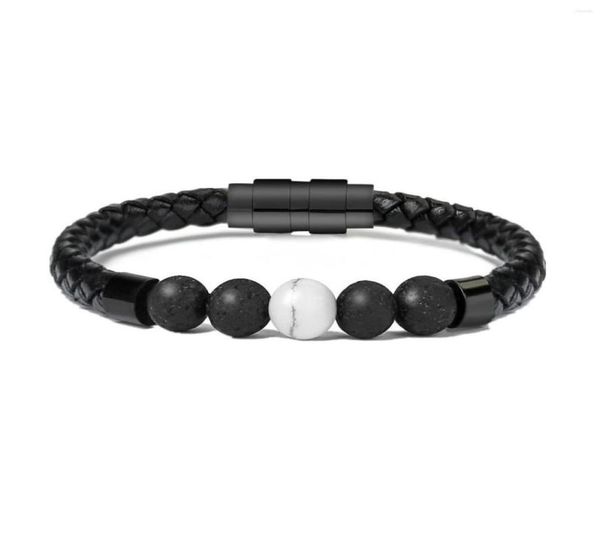 

bangle cremation jewelry urn bracelet for ashes women men lava stone genuine leather memorial bracelets4518227, Black
