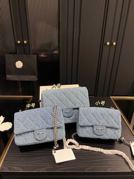 

dinner bag 2023 new mountain camellia embroidery denim series bag love chain cf fangpanzi