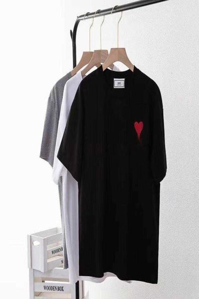 

designers paris shirit 2023ss spring classic heart solid color big love round neck heart short sleeve tshirt for men and wom9144250, White;black