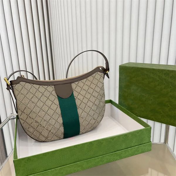 

luxury ophidia shoulder bag fashion women cross body hobo bags genuine leather classical half moon lady purse antique double gold 33cm