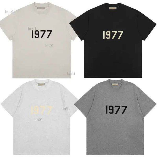 

2022 summer designer mens t shirt t-shirt front flocking 1977 letter silicon back high streetwear loose oversize tee skateboard d1, White;black