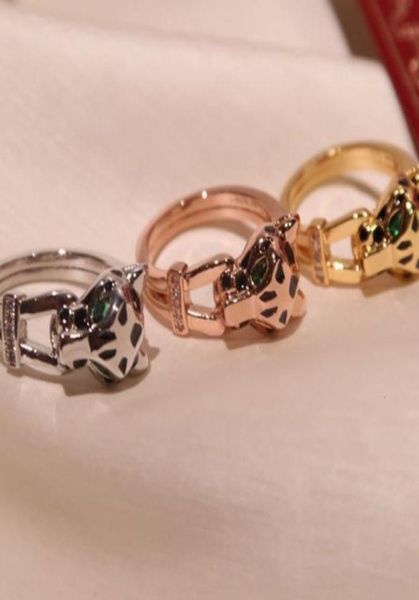 

wedding rings black spot leopard head paved 3a cubic zirconia stone animal panther ring for men or women copper party jewelry 23029844228, Slivery;golden