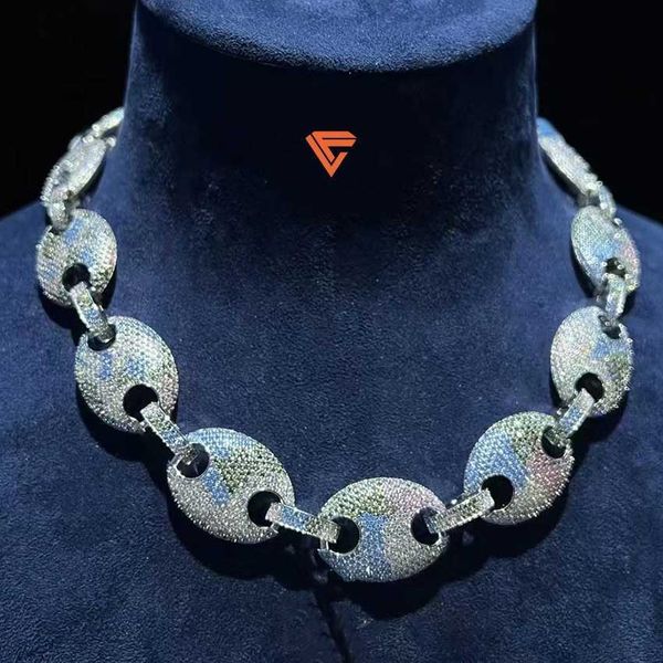 

lifeng jewelry luxury hip hop fine jewelry classic cuban chain full iced out moissanite chain moissanite cuban necklace, Silver