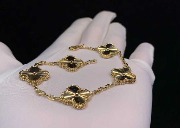 

designer bracelet clover clovers luxury pearl 4 leaf 18k gold laser brand bangle charm bracelets necklace earrings 37, Golden;silver