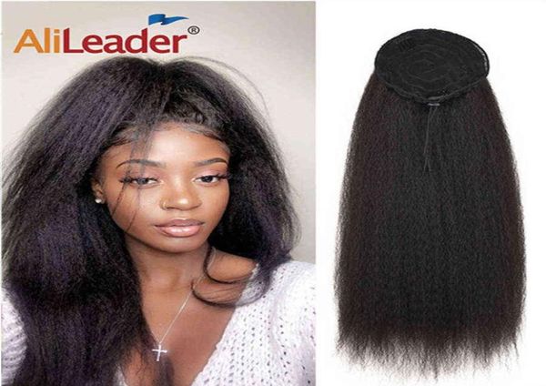 

alileader long afro puff ponytail hair kinky natural hair synthetic kinky straight drawstring ponytails with clip elastic band h099880353, Golden;silver