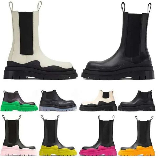 

deisgner rubber brand tire women men boots over knee boot fashion men woman motocycle ankle half anti-slip platform winter snow boot, Black