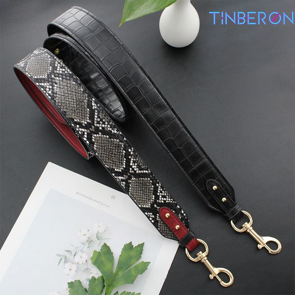 

bag parts accessories tinberon wide shoulder strap pattern fashion genuine leather straps 230731, Black