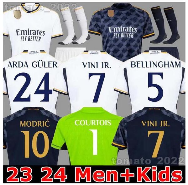 

23/24 bellingham soccer jerseys 2023 2024 football shirt vini jr nacho kroos lucas v asensio courtois valverde hazard camavinga modric rodry, Black;yellow