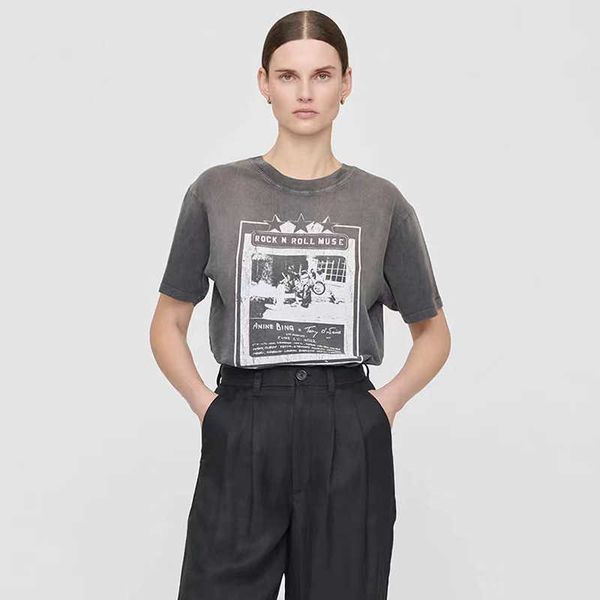 

ab star motorcycle print tees washed short sleeve t-shirt designer women cotton t shirt anines bing polos, White