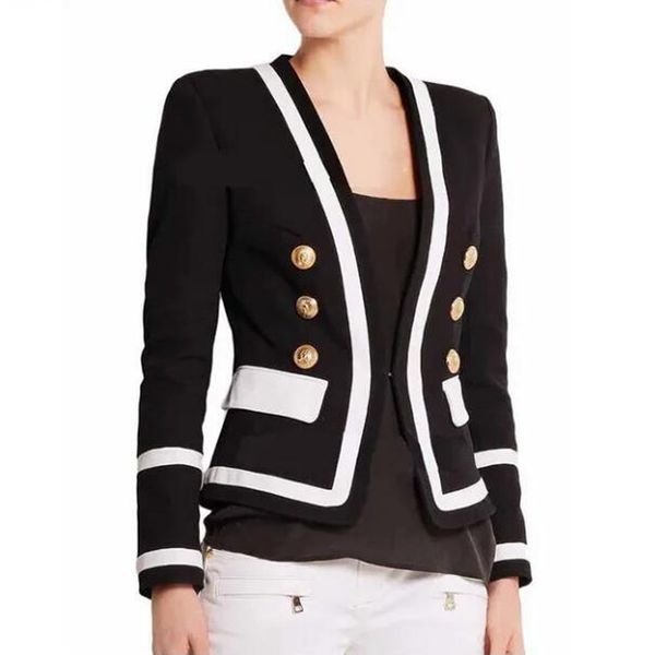 

women designer blazer suit jacket tide brand high-quality retro fashion white black series suit jacket lion double-breasted slim plus size w