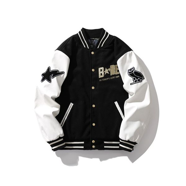 

designer mens varsity jacket baseball coat mens jackets fashion womens letterman jackets embroiderd letter jacket single breasted couples o, Black;brown