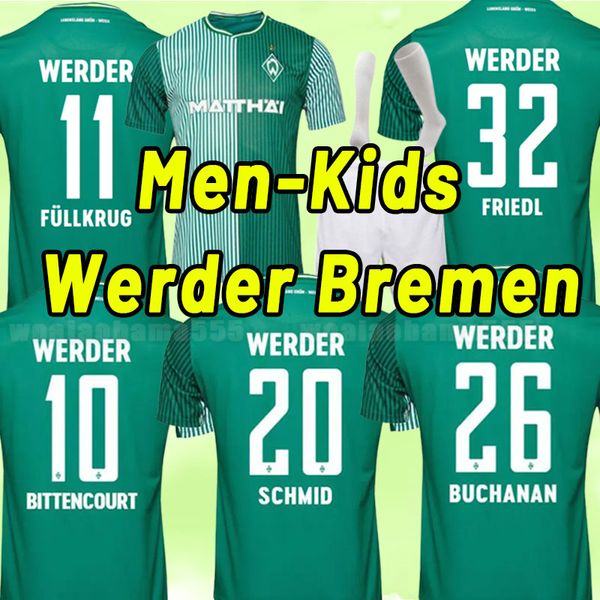 

2023 2024 werder bremen special soccer jerseys marvin ducksch leonardo bittencourt black green 22 23 friedl pieper football shirts men kids, Black;yellow