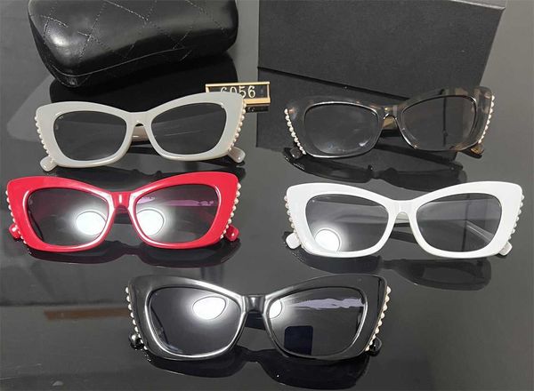 

designer ch6056 sunglasses for women summer beach channel uv400 black lens channel sunglasses fashion men lentes de sol luxury pearl glasses, White;black