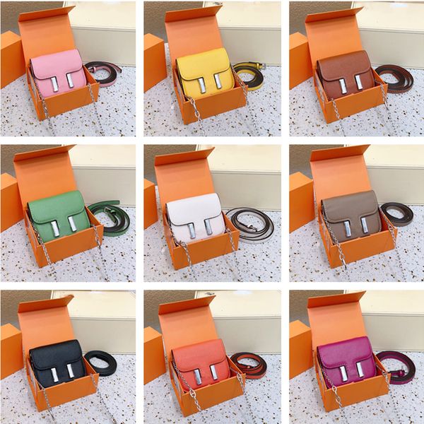 

fashion chain woc bags classic brand shoulder bags mini small square bag double shoulder straps cross body h handbags original 1:1 copy leat