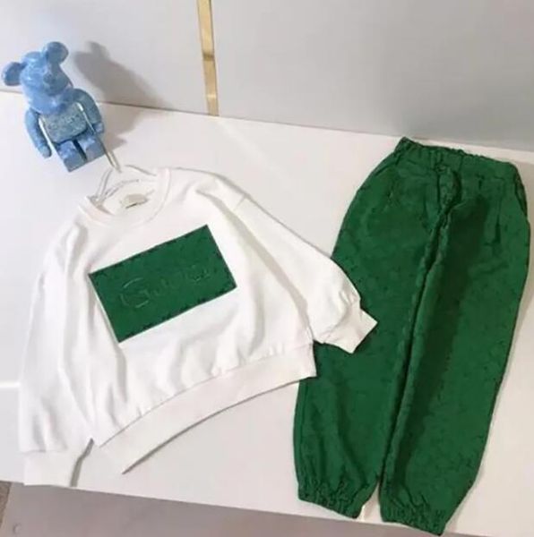

designer kids clothing sets baby boy hoodie two piece suit autumn girl suits child sweatshirt sweatpants hooded autumn classic letter, White