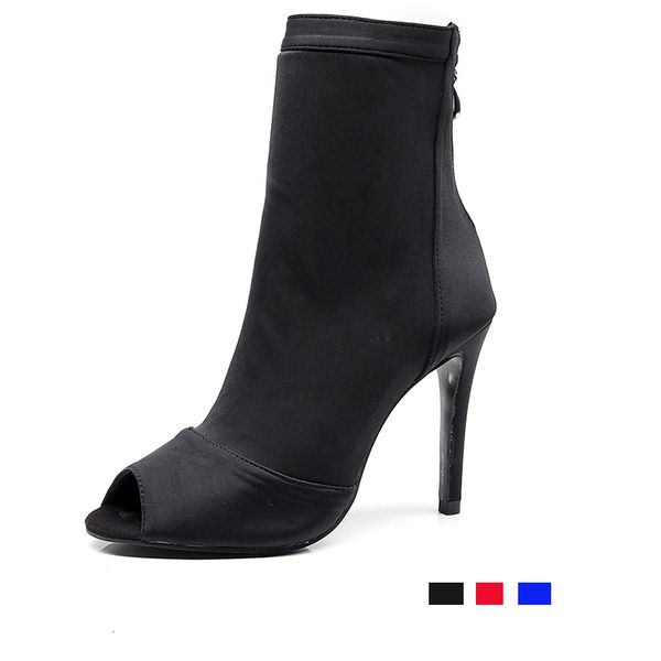 

dance shoes women ballroom latin dance shoes black soft bottom bachata salsa dance sandals woman thin heel 8.5cm/10cm/11cm sock boots 230729