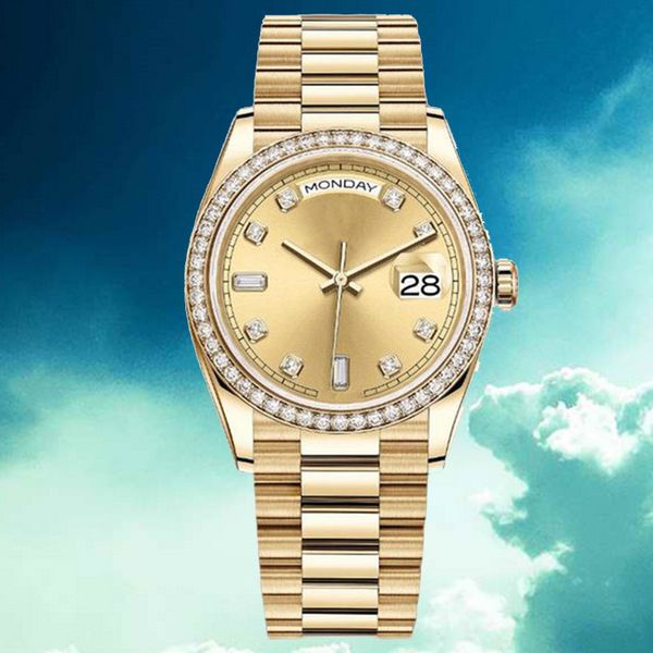

womens luxury watch montre de luxe president day date gold perpetual automatic 8205 movement watches girl 904l stainless steel woman fashion, Slivery;brown