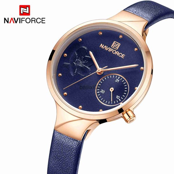 

other watches naviforce women luxury fashion quartz watch lady leather watchband casual waterproof wristwatch gift for wife j230728, Slivery;black