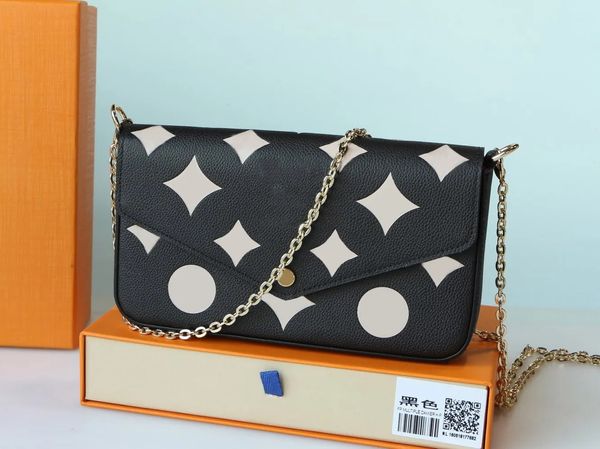 

designer 3pcs set pochette felicie chain bag accessories women bags handbag crossbody leather purse fashion shoulder the tote bag wallet wit, Red;black