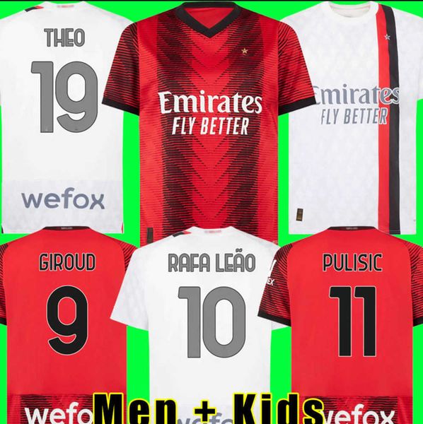 

pulisic 23 24 soccer jerseys giroud koche ac milans de ketelaere rafa leao theo football shirt 2023 2024 men kids kit boys uniforms away 125, Gray