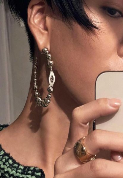 

2022 large size charm half round drop earring in 18k gold plated and beads design for women wedding jewelry gift have box stamp ps2736889, Golden