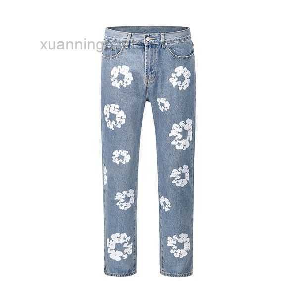 

full jeans pants oversized streetwear straight men denim krjk, Blue