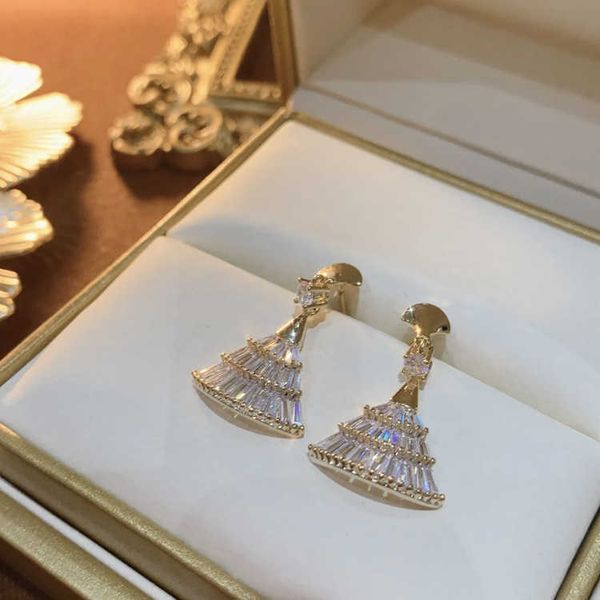 

ring accessories diamond luxury designer necklace flowers clover bangle women new korean version s925 silver needle micro inlaid zircon fan