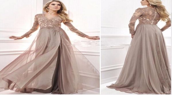

modest long sleeve mother of the bride dresses 2020 lace chiffon illusion back vestidos de fiesta de noche wedding party gowns4652975, Black;coppery