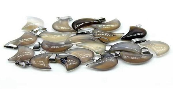 

fashion natural healing crystal grey agate stones moon shape necklace pendant for decoration gift jewelry50549307316962, Silver