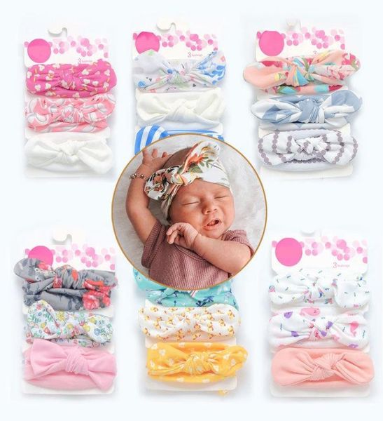 

2020 new baby girls knot bow headbands turban 3pcs infant rabbit ear hairbands children knot flower headwear kids hair accessories2806433, Slivery;white
