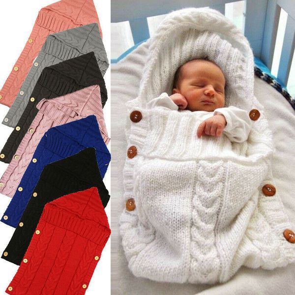 

pajamas born infant knit crochet summer breathable winter warm swaddle wrap sleeping bags for 0 6 months boys girls 230731, Blue;red