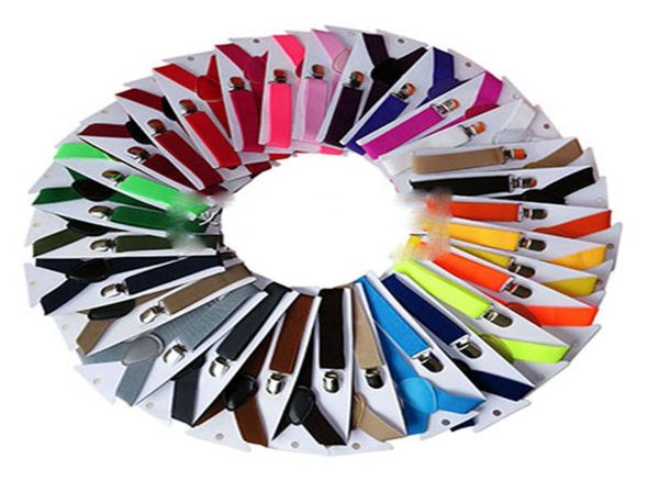 

42 colors children adjustable solid suspenders with clip baby elasti braces belt e6397226240, Black