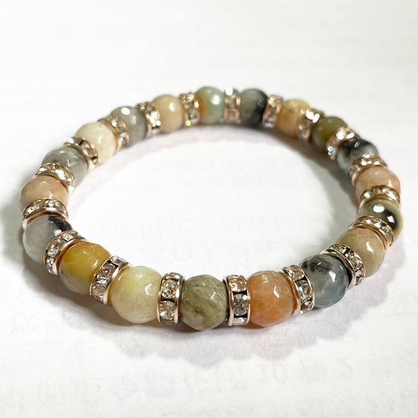 

mg1950 new desgin 8 mm flower agate cutted beads bracelet womens natural gemstone heart chakra wrist mala jewelry, Black
