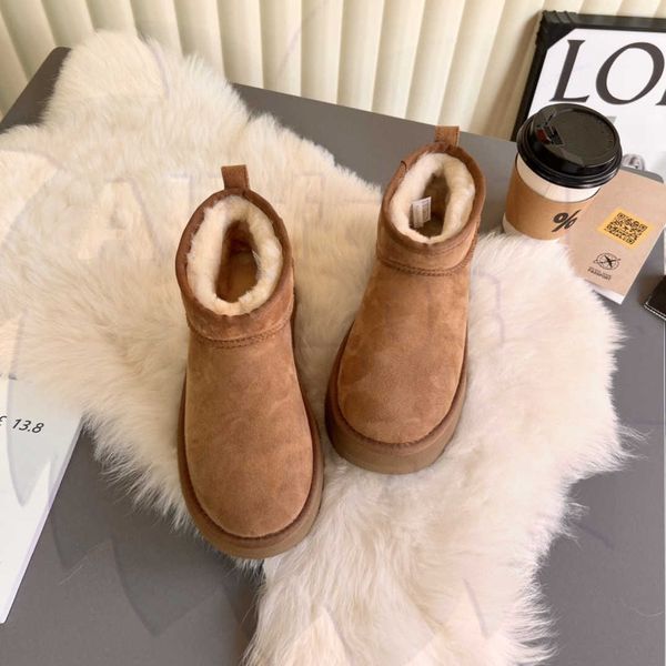 

designer fluffy snow boots mini women winter australia platform ug boots fur slippers ankle wool shoes sheepskin real leather classic tazz c, Black