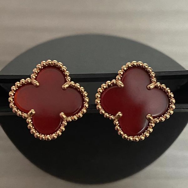 

four leaf clover earring fashion classic dangle earrings designer for woman agate mother of pearl moissanite diamond drop earring valentines, Golden;silver