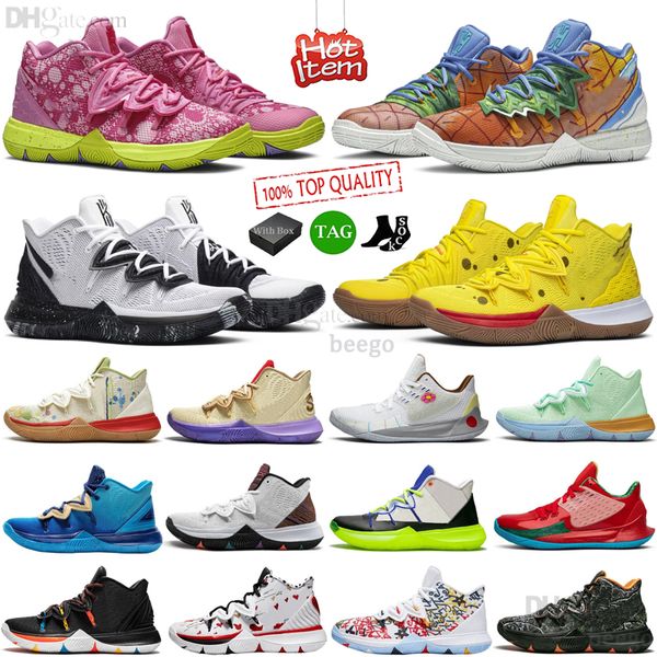 

with box kyrie 5 basketball shoes men women sneakers patrick white pineapple house squidward spongebob trainers
