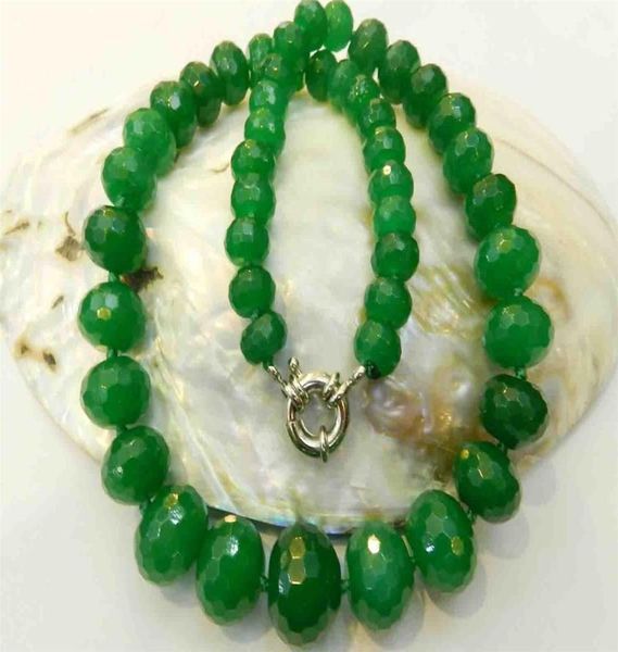 

1018mm natural emerald faceted gems roundel beads necklace 185quot7006465, Silver