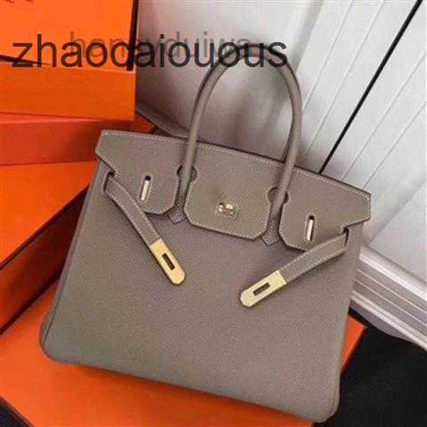 

platinum 2023 luxurys leather handbags classic birkinss hermbagse women's litchi designer bags sewn silver buckle gold hardware 25cm 30
