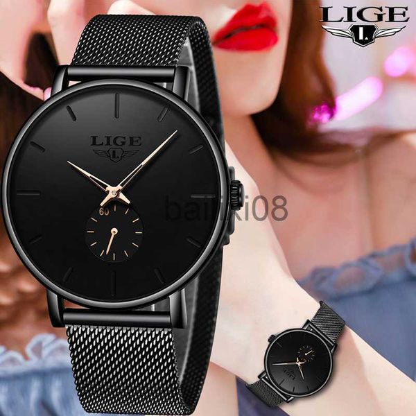 

other watches lige womens watches brand luxury casual fashion watch women quartz waterproof clock mesh belt ladies wristwatch ladies watch j, Slivery;black