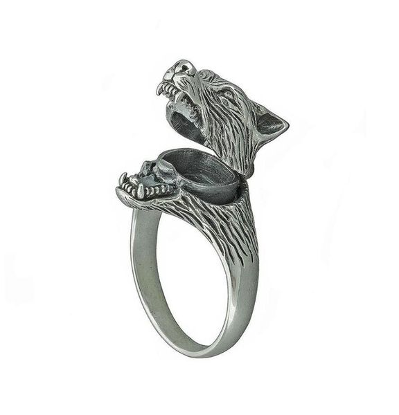 

vintage silver plated rings for men compartment locket coffin ring punk fashion viking guard animal jewelry party gift clusterclus4650574, Golden;silver