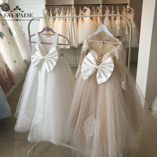 

girl's dresses fatapaes flower girl dresses white ivory champagne children's first communion princess maxi ball gown wedding party, Red;yellow