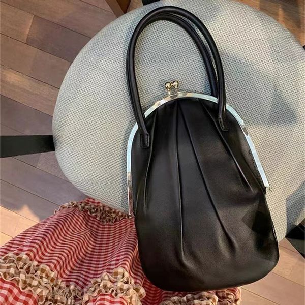 

evening bags fashion ruched shell clip women handbags designer big handle kisslock shoulder luxury pu leather quality crossbody bag 2023 230