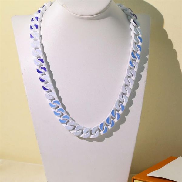 

europe america fashion style men silver-colour hardware hand-moulded clay-effect links white blue lacquer clouds necklace bracelet231e