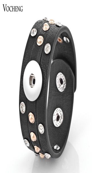 

noosa snap charms bracelet 4 colors 18mm button jewelry inlaid crystal pu leather vocheng nn3067927800, Black