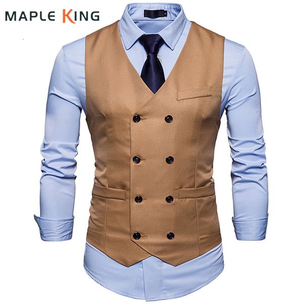 

mens vests brand dress for men casual slim fit suit vest double breasted waistcoat gilet homme formal business jacket xxl 230731, Black;white