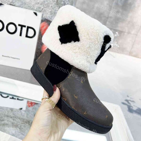 

women shoes designer boots furry leather shoe winter platform booties soft sheepskin snow boot ankle boot luxury outdoor womens sneakers, Black