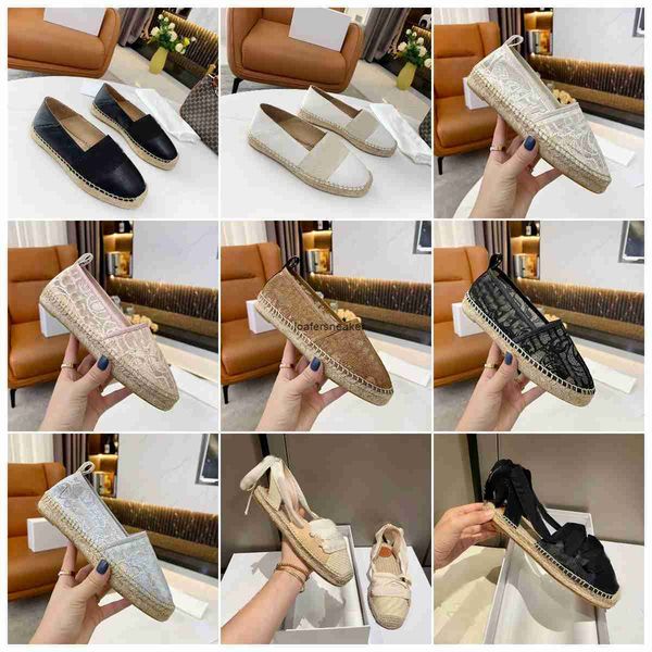 

2022 woody espadrilles sandals leather lace canvas flat shoes designer luxury women casual outdoor shoes, Black