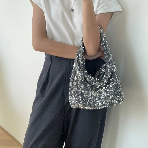 

korean internet celebrity sequin bag 2023 new bag female niche handbag fashionable and personalized versatile stylish underarm 230731